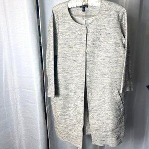 Eileen Fisher Woven Cotton Twist Jacket in Grey - Size M